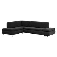 Ecksofa links mit Sofa 2,5-Sitzer rechts TERRENCE-23 Veloursstoff Farbe schwarz Sitzhärte weich B: 270cm T: 190cm H: 76cm