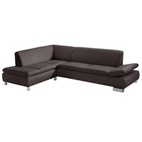 Ecksofa links mit Sofa 2,5-Sitzer rechts TERRENCE-23 Kunstleder Farbe braun Sitzhärte weich B: 270cm T: 190cm H: 76cm