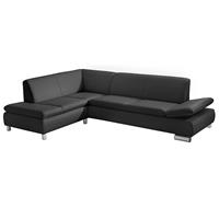 Ecksofa links mit Sofa 2,5-Sitzer rechts TERRENCE-23 Kunstleder Farbe schwarz Sitzhärte weich B: 270cm T: 190cm H: 76cm