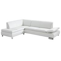 Ecksofa links mit Sofa 2,5-Sitzer rechts TERRENCE-23 Kunstleder Farbe weiß Sitzhärte weich B: 270cm T: 190cm H: 76cm