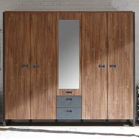 Kleiderschrank 232cm im Industrial Stil Matera Anthrazit DALLAS-61 Stirling Oak Nb. B/H/T ca.: 232x202x60 cm