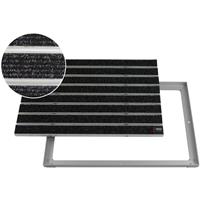 EMCO Eingangsmatte DIPLOMAT Large Rips anthrazit 12mm + ALU Rahmen Fußmatte Schmutzfangmatte Fußabtreter Antirutschmatte: 600 x 400 mm