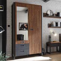 Kleiderschrank Dielenschrank im Industrial Design DALLAS-61 Stirling Oak Nb. mit Matera Anthrazit B/H/T ca.: 99x202x60 cm