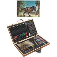 Complete teken/schilder doos 88-delig met een A4 Dino schetsboek -