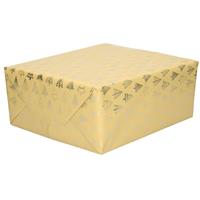 Bellatio 1x Rollen Kerst inpakpapier/cadeaupapier beige/gouden bomen 2,5 x 0,7 meter -