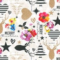 Melli Mello 1x Rollen Kerst inpakpapier/cadeaupapier Kitsch wit/gekleurd 2,5 x 0,7 meter -