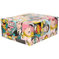 Shoppartners 1x Inpakpapier / cadeaupapier gekleurd met comic book / stripverhaal thema 200 x 70 cm -