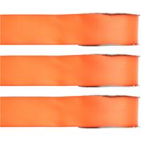 3x Hobby/decoratie oranje satijnen sierlinten 1,5 cm/15 mm x 25 meter -