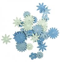 Rayher hobby materialen 72x stuks Papieren knutsel bloemen blauw -