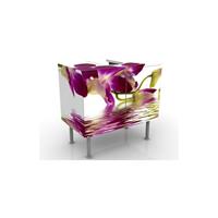 bilderwelten Waschbeckenunterschrank - Pink Orchid Waters - Blumen Badschrank Weiß Größe: 55cm x 60cm - 
