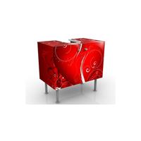 bilderwelten Waschbeckenunterschrank - Floral Heart - Badschrank Rot Größe: 55cm x 60cm - 