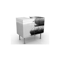bilderwelten Waschbeckenunterschrank - Sand Stones No.2 - Badschrank Weiß Grau Größe: 55cm x 60cm - 