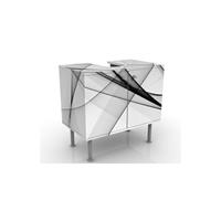 bilderwelten Waschbeckenunterschrank - Vibration - Badschrank Weiß Schwarz Grau Größe: 55cm x 60cm - 