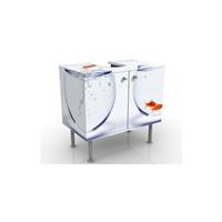 bilderwelten Waschbeckenunterschrank - Flying Goldfish - Badschrank Weiß Größe: 55cm x 60cm - 