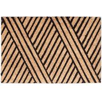 relaxdays Fußmatte Streifen aus Kokos, HxBxT: 1,5 x 60 x 40 cm, rutschfest, gestreift, Kokosfaser, Gummi, natur-schwarz - 