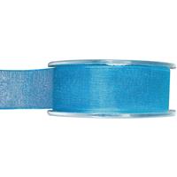 1x Hobby/decoratie turquoise organza sierlinten 2,5 cm/25 mm x 20 meter -