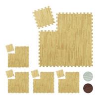 Relaxdays 45 x Bodenschutzmatte Turnmatte Unterlagmatte Sportmatte Holzoptik Fitnessmatte natur