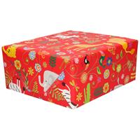Bella Inpakpapier/cadeaupapier rood dierentuin dieren 200 x 70 cm -