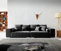 DELIFE Big-Sofa Marbeya 285x115 cm Schwarz mit 10 Kissen XXL-Sofa