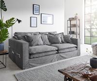 DELIFE Hussensofa Noelia 240x140 cm Taupe mit Kissen Bigsofa