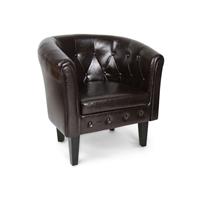 Merkloos Chesterfield fauteuil - bruin - 70 x 58 x 71 cm