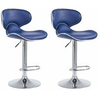 CLP 2er Set Barhocker Las Vegas V2 Kunstleder-blau-Chrom