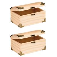 4x stuks houten kistjes ronde deksel 12 x 6,5 cm hobby/knutselmateriaal -