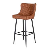Dallas Bar Chair - Barstoel in vintage bruin PU met zwarte poten