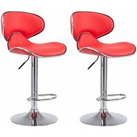 CLP 2er Set Barhocker Las Vegas V2 Kunstleder-rot-Chrom