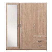 Leen Bakker Kledingkast Varia 3-deurs inclusief spiegel - licht eiken - 175x146x50 cm