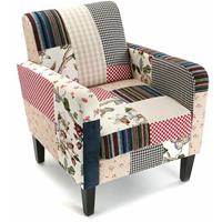 VERSA Romantic Patchwork Sessel für Wohnzimmer, bequemer Sessel, 71x77x65cm - 