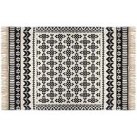 ATMOSPHERA Deko-Teppich aus Baumwolle, Schwarz und Weiß, Delhi 120 x 170 cm, Noir/Écru, cm - 