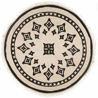 HOMEMAISON Teppich NOMADIC mit Fransen, rund, schwarz-beige, Dm. 90 cm, Ethno/Boho-Stil - Atmosphera