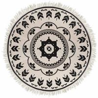 ATMOSPHERA Dekorativer Teppich im Boho Stil, weiß und schwarz, Ø 120 cm - 