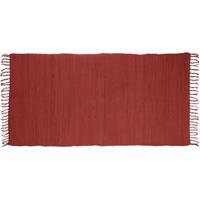 RELAXDAYS Flickenteppich rot 70 x 140 cm mit Fransen aus 100 % Baumwolle, einfarbig, Fleckerlteppich, red