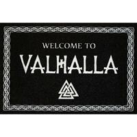 ROCKBITES Welcome to Valhalla Fußmatte schwarz mit rutschfester PVC-Rückseite