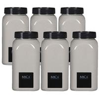 Mica Decorations 6x potjes hobby/decoratiezand creme wit 650 ml -