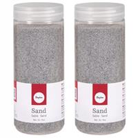 Rayher hobby materialen 4x potjes fijn decoratie zand zilver 475 ml -