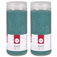 Rayher hobby materialen 5x potjes fijn decoratie zand turquoise 475 ml -