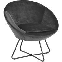 Hioshop Cenna fauteuil donkergrijs, zwart metaal.