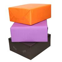 Bellatio 3x Rollen kraft inpakpapier oranje/zwart/paars 200 x 70 cm -