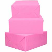 Bellatio 3x Rollen kraft inpakpapier roze 200 x 70 cm -