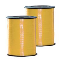 2x rollen geel sier/cadeau lint 10 mm x 250 meter -