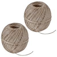 2x Bolletjes bindtouw / bindtouwen hennep naturel 100 m -