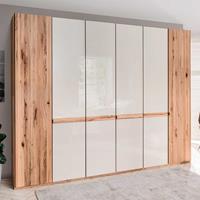 Franco Möbel Design Kleiderschrank in Beige Glas beschichtet Astkernbuche