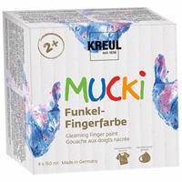 Creativ Company Mucki Vingerverf Metallic Blauw/Goud/Roze/Zilver, 4st.