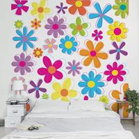 Bilderwelten Kindertapete - Retro Blumen - Vliestapete Quadrat Größe HxB: 240cm x 240cm