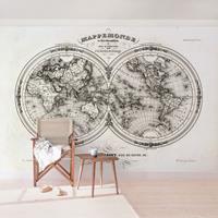 Bilderwelten Fototapete Weltkarte - Französische Karte der Hemissphären von 1848 - Vliestapete Breit Größe HxB: 255cm x 384cm