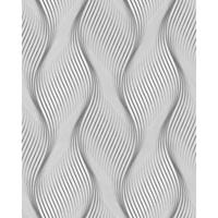 EDEM Streifen Tapete  85030BR36 Vinyltapete leicht strukturiert mit geschwungenen Linien und metallischen Akzenten grau licht-grau weiß silber 5,33 m2