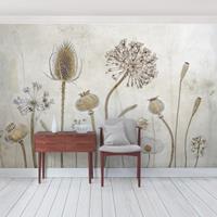 Bilderwelten Fototapete - Growing Old - Blumentapete Allium Vintage Blüte Pusteblume Vlies Breit Größe HxB: 255cm x 384cm